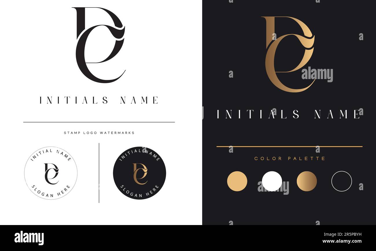 Luxury DC or CD Initial Monogram Text Letter Logo Design Stock Vector