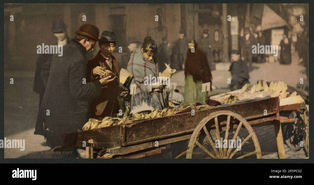 Photochrom Photochrom Print, 1900, 1890, New York State, A banana cart Stock Photo ...