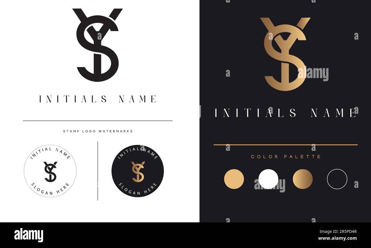 Luxury YS or SY Initial Monogram Text Letter Logo Design Stock Vector