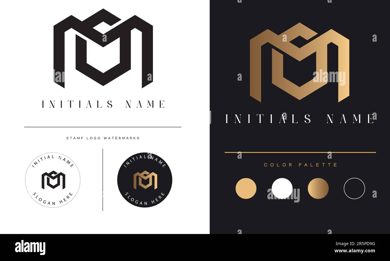 Luxury MO or OM Initial Monogram Text Letter Logo Design Stock Vector