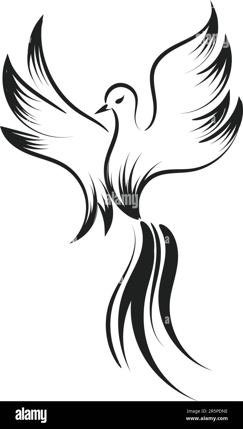 Black  White Dragon  Phoenix Tattoo Design