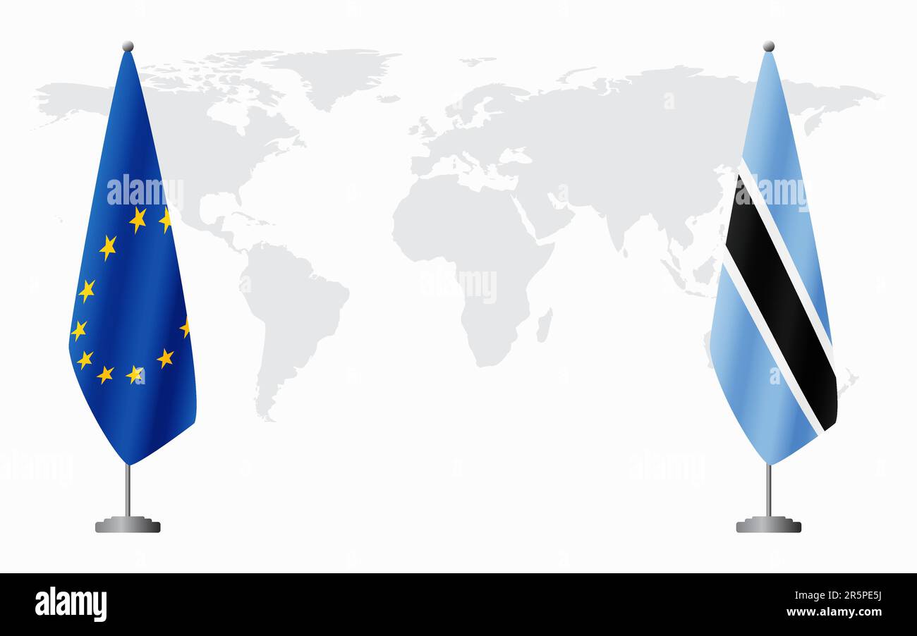 European Union and Botswana flags for official meeting against