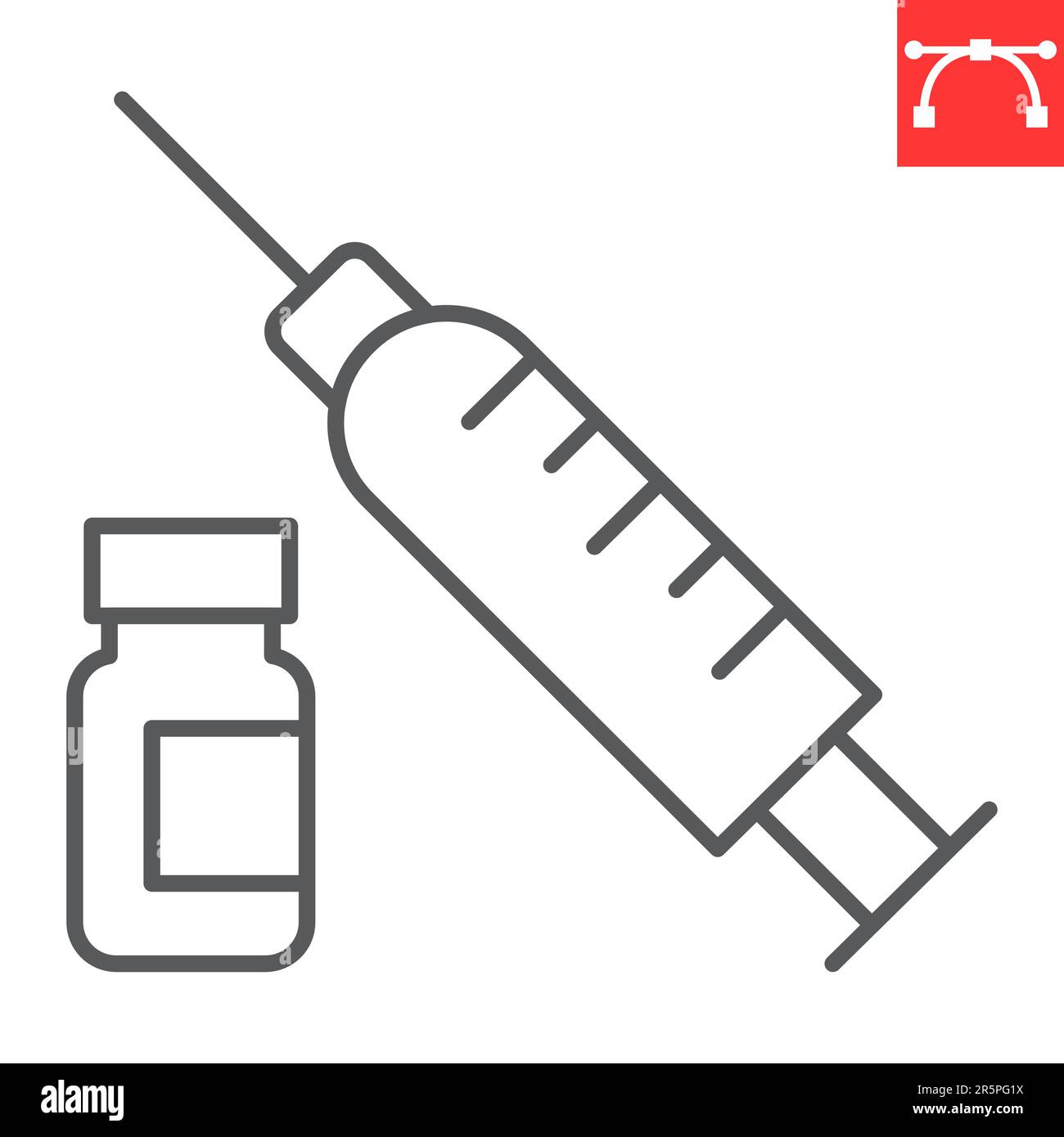 Vitamin injection line icon, supplements and health, syringe and vial ...