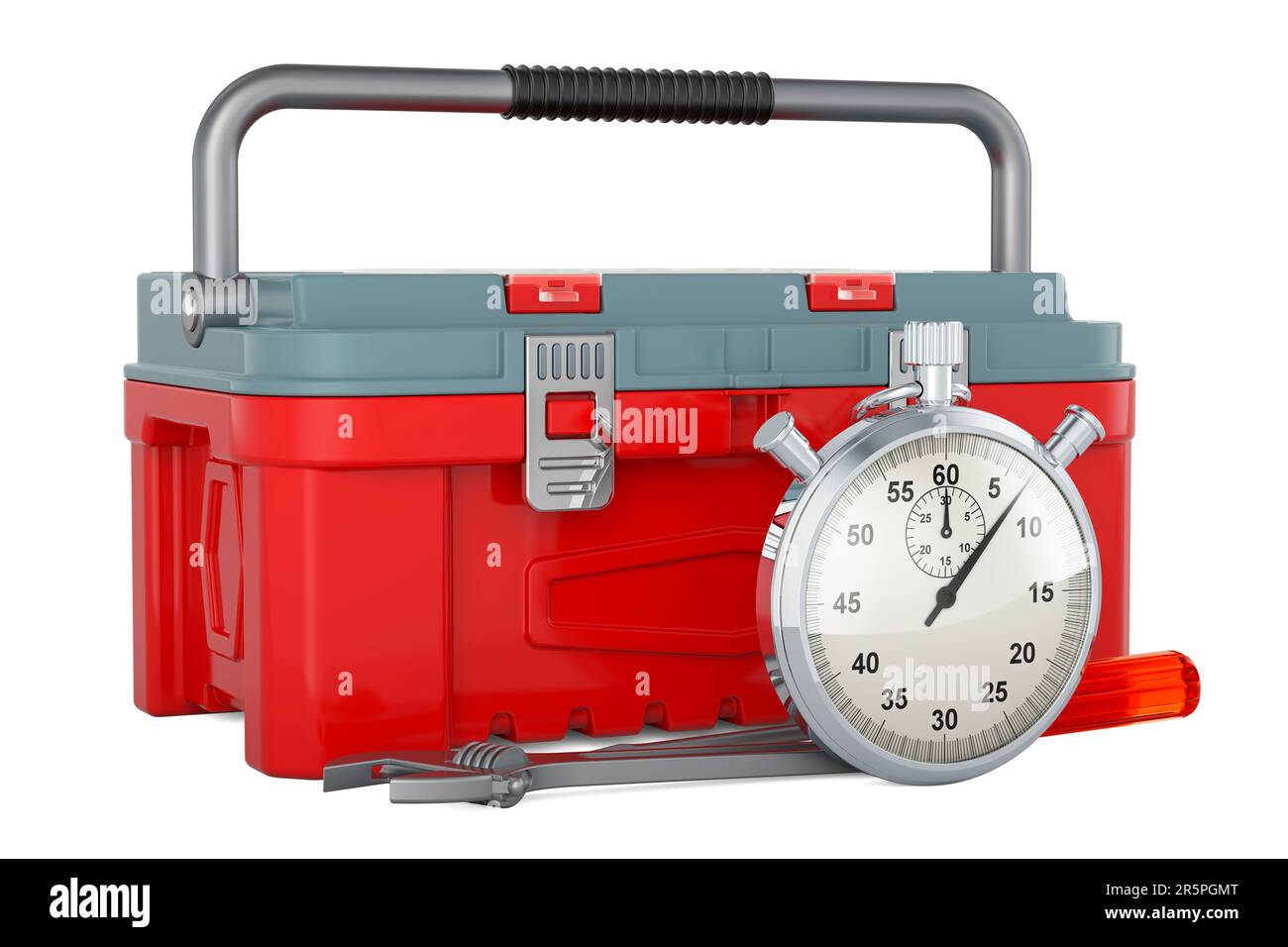 Toolbox with stopwatch, 3D rendering isolated on white background Stock ...