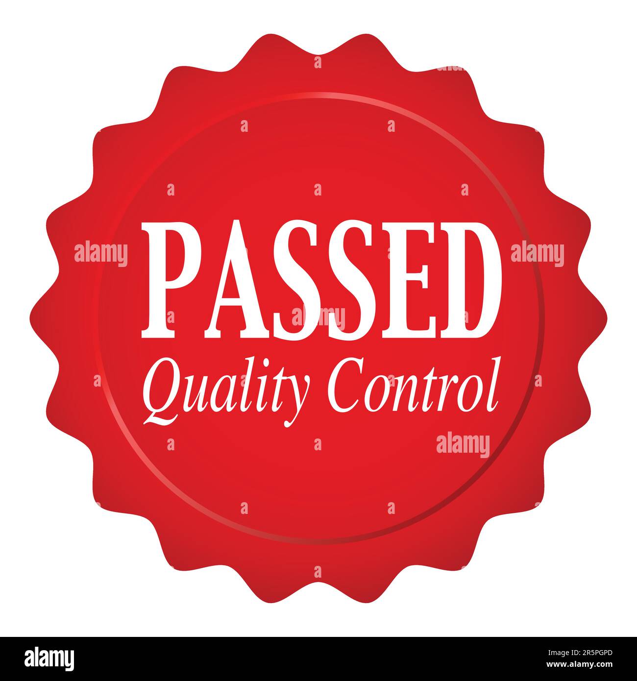 Graphic illustration of red wax seal with passed quality control text