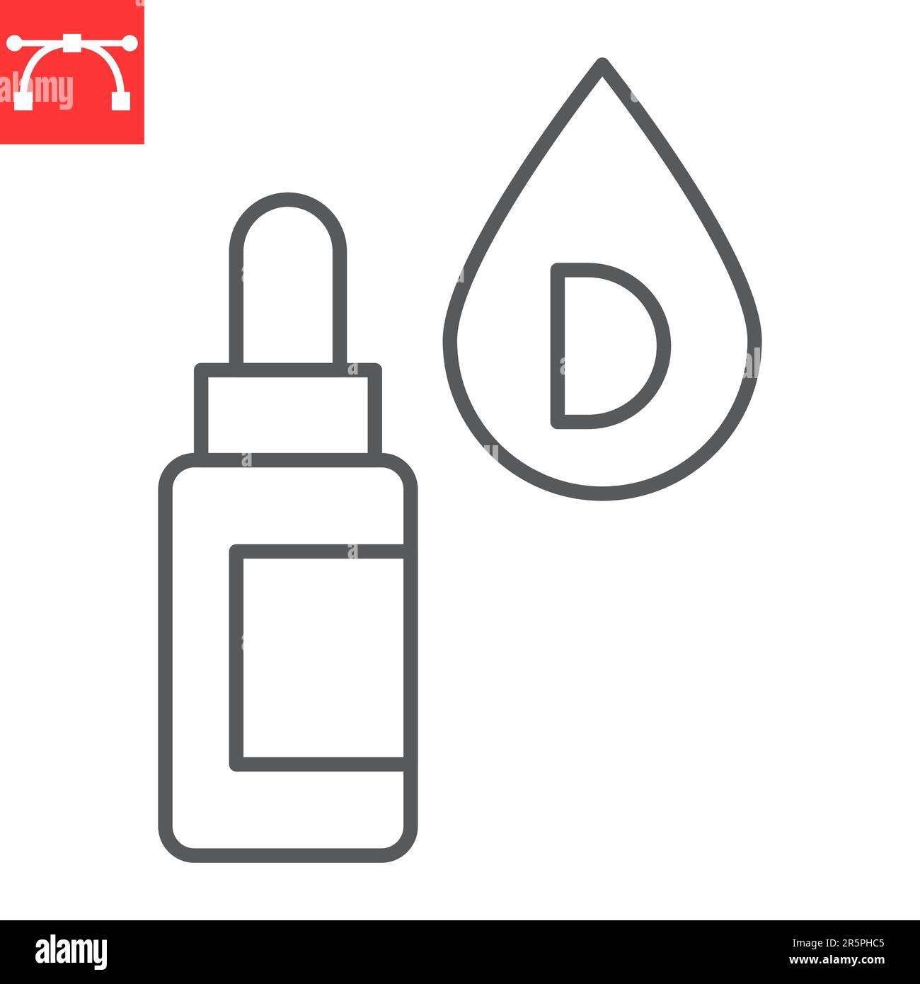 Vitamins drops D3 line icon, supplements and health, vitamin D3 in drops vector icon, vector graphics, editable stroke outline sign, eps 10. Stock Vector