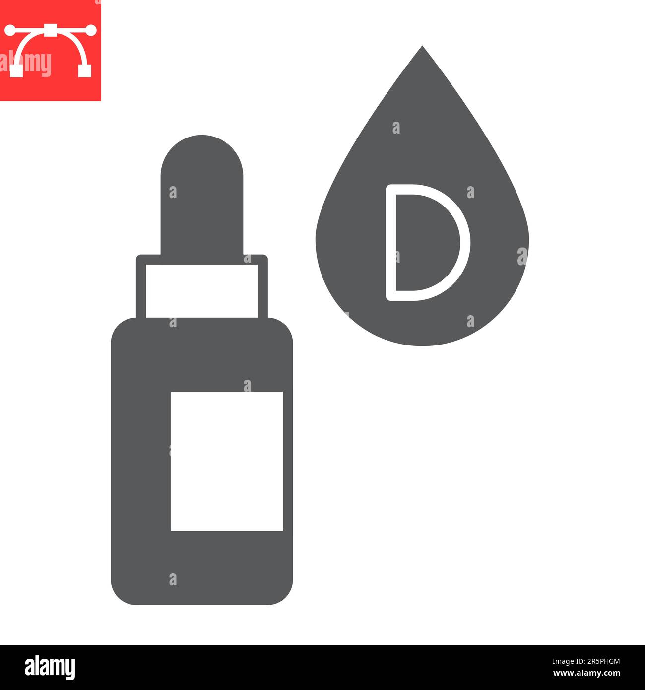 Vitamins drops D3 glyph icon, supplements and health, vitamin D3 in drops vector icon, vector graphics, editable stroke solid sign, eps 10. Stock Vector