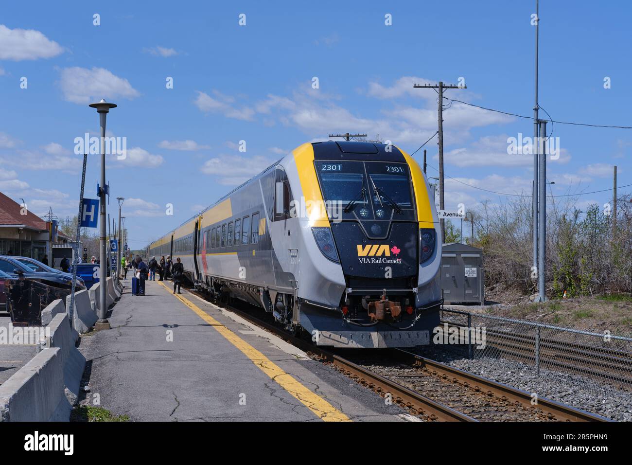 VIA rail passenger service at Dorval station, Quebec, Canada Stock