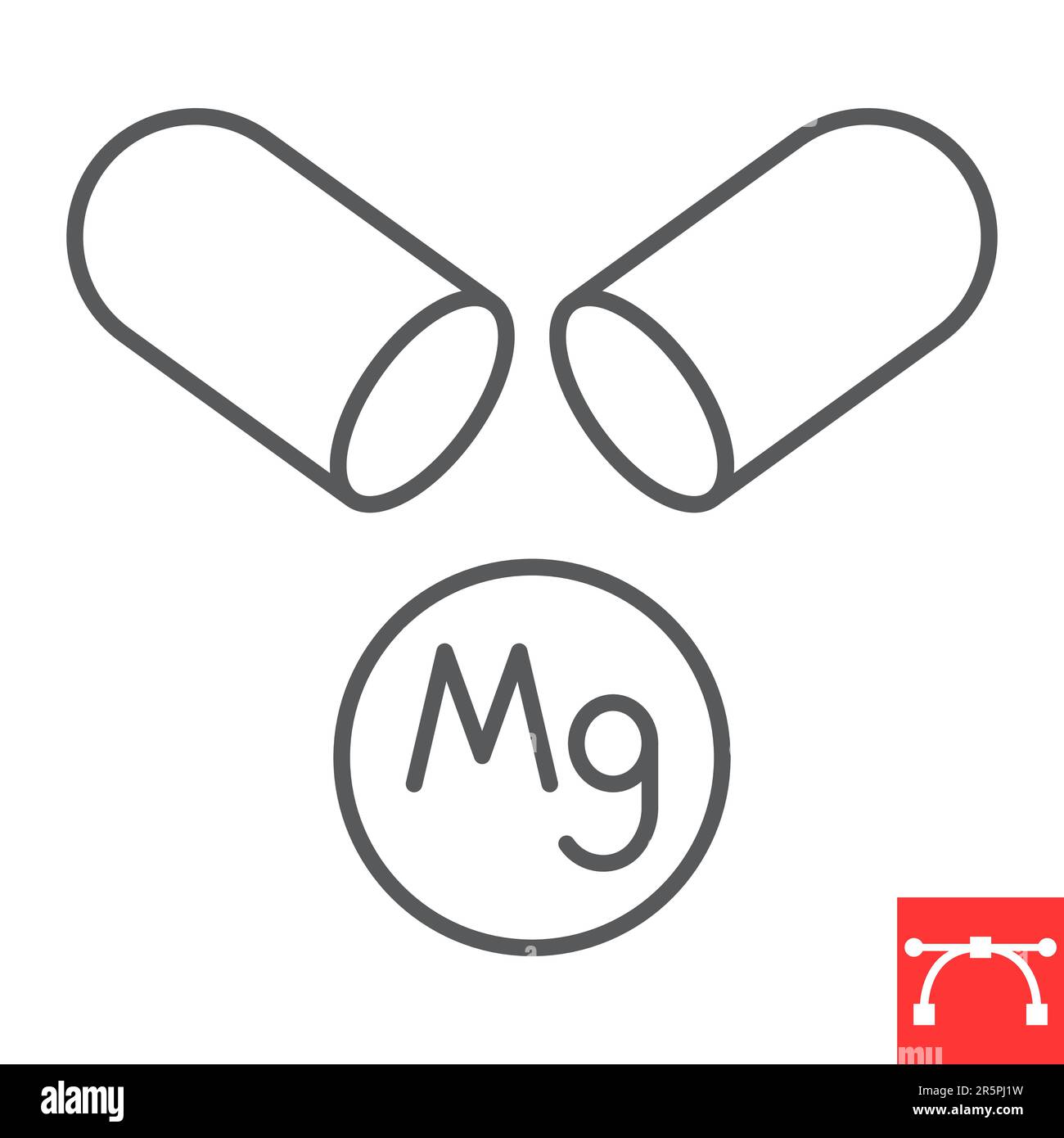 Magnesium supplement line icon, vitamins and health, Mg mineral vector