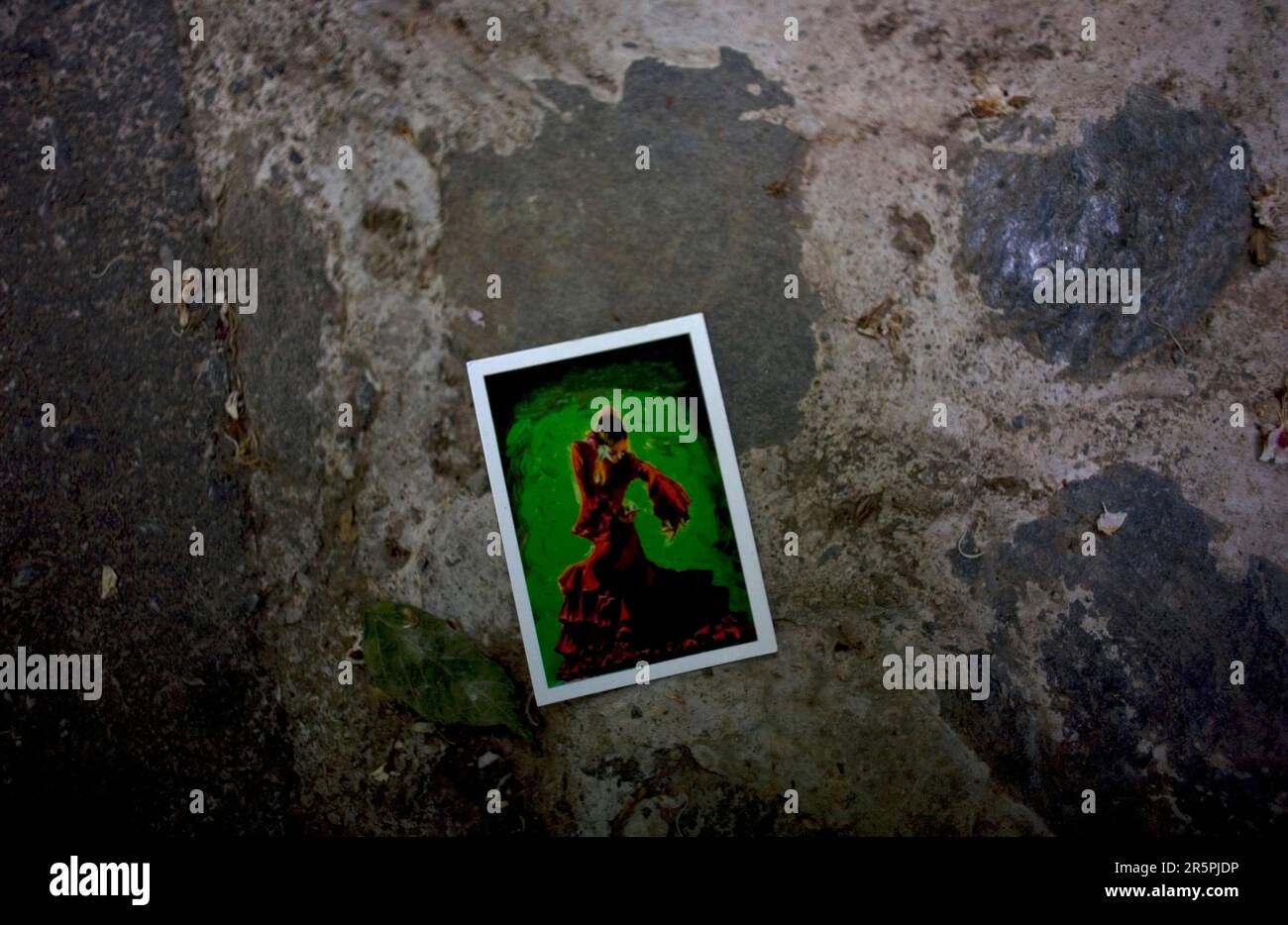 A picture of a Flamenco dancer lays in the street in Granada, Andalusia, Spain. Stock Photo
