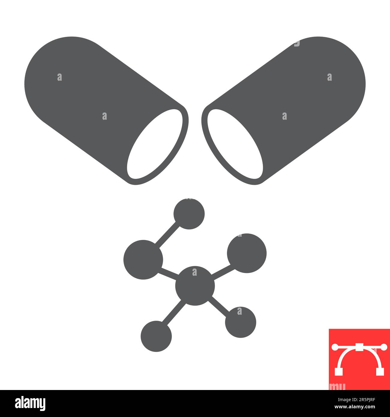 Amino acids glyph icon, supplements and vitamins, capsule with bcaa