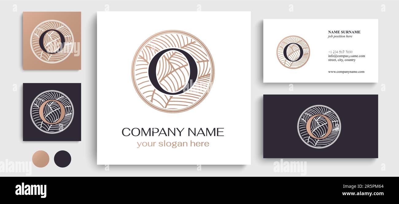 The O logo in a beautiful round leaf frame. Letter O logo template elements. personal monogram. Vector elegant logo. letter o logo design letter o lux Stock Vector