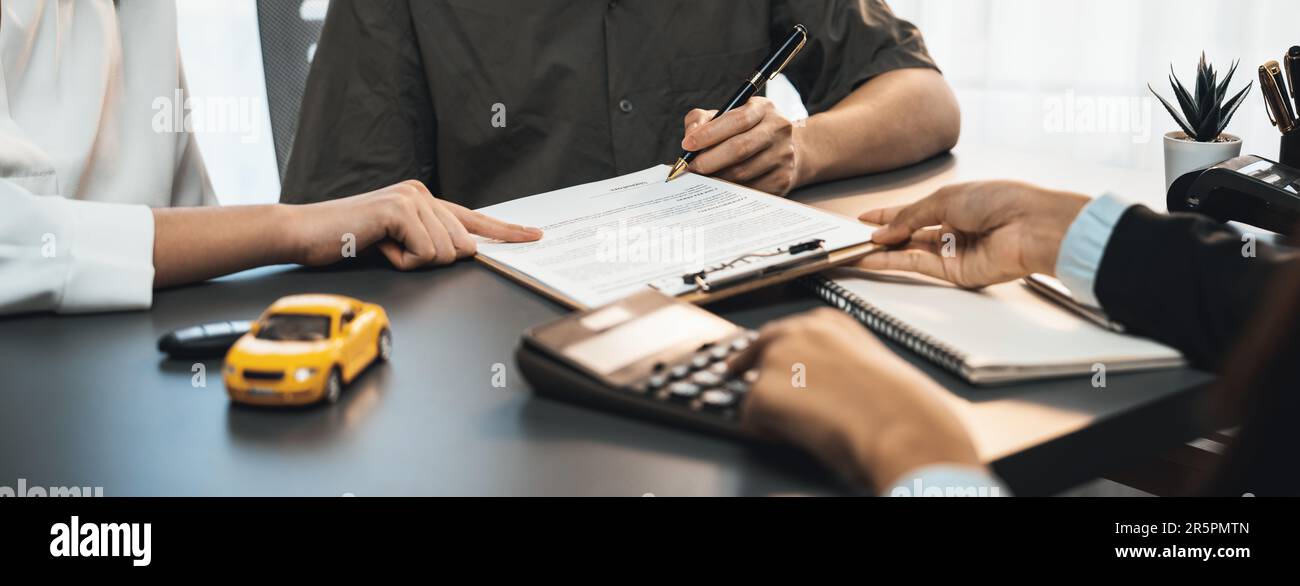 Car dealer calculate interest rate and costs of car loan with