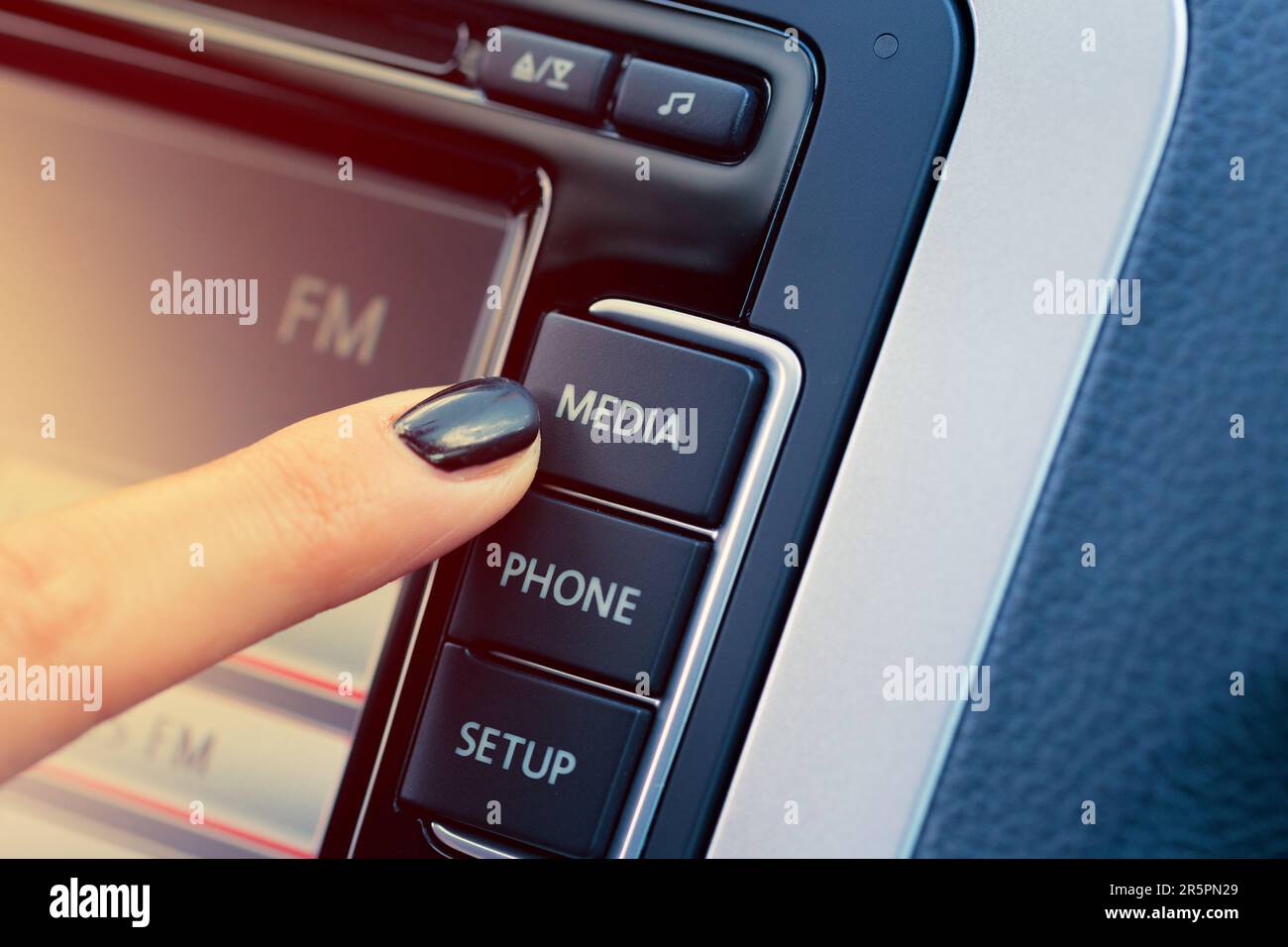 Modern luxury car dashboard with big display Stock Photo Alamy