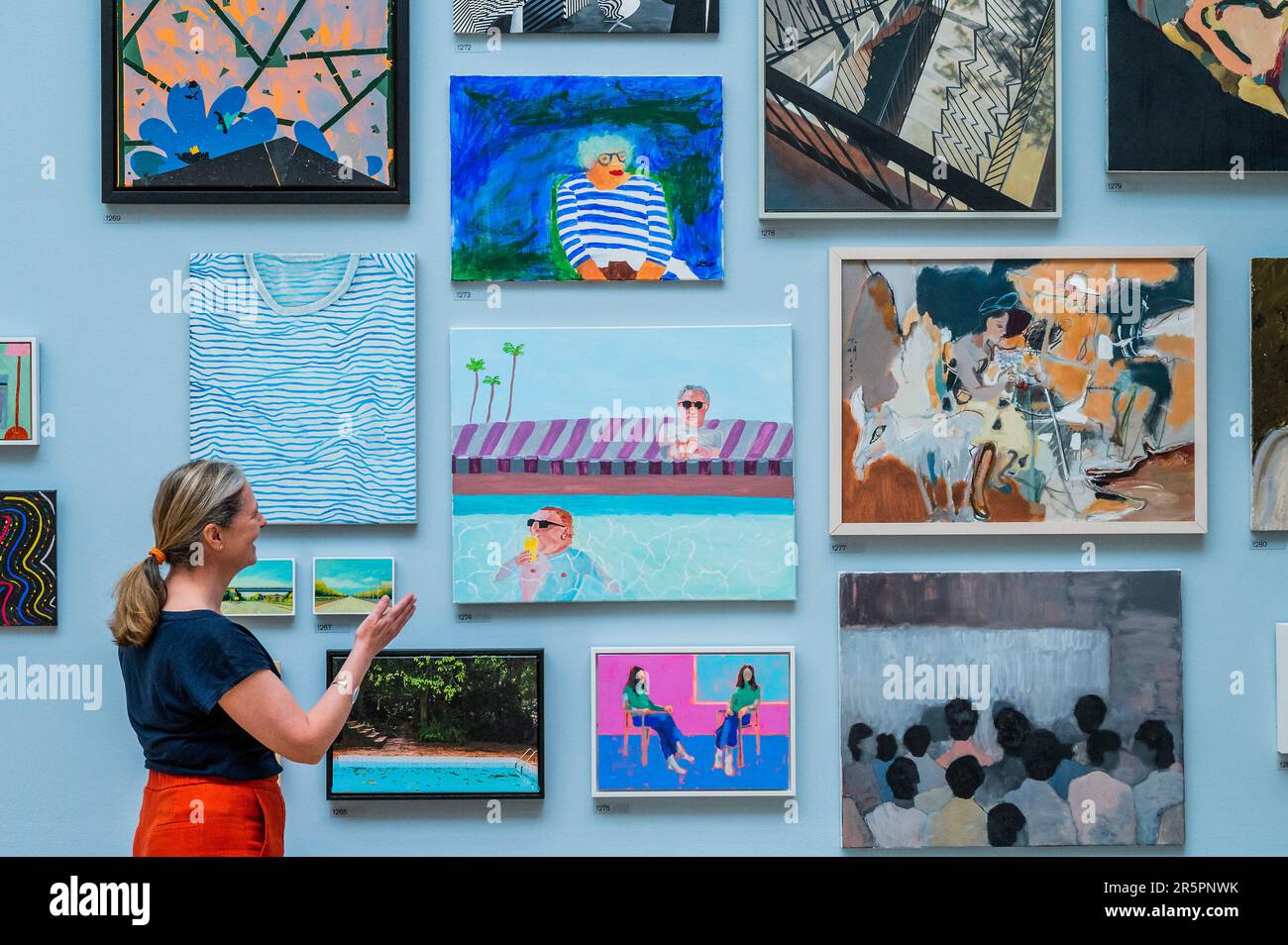 London, UK. 5th June, 2023. Joe Lycett, I DRINK A CRISP, COLD BEER IN A POOL IN LOS ANGELES WHILE GARY LINEKER LOOKS ON IN DISGUST, £1,354,999, and other works, £1,354,999 - The Royal Academy's (RA) 255th Summer Exhibition 2023 co-ordinated by British artist David Remfry RA and explores the theme of Only Connect, inspired by a quote from the novel Howards End by E. M. Forster. It includes around 1600 works by emerging and established artists. Credit: Guy Bell/Alamy Live News Stock Photo