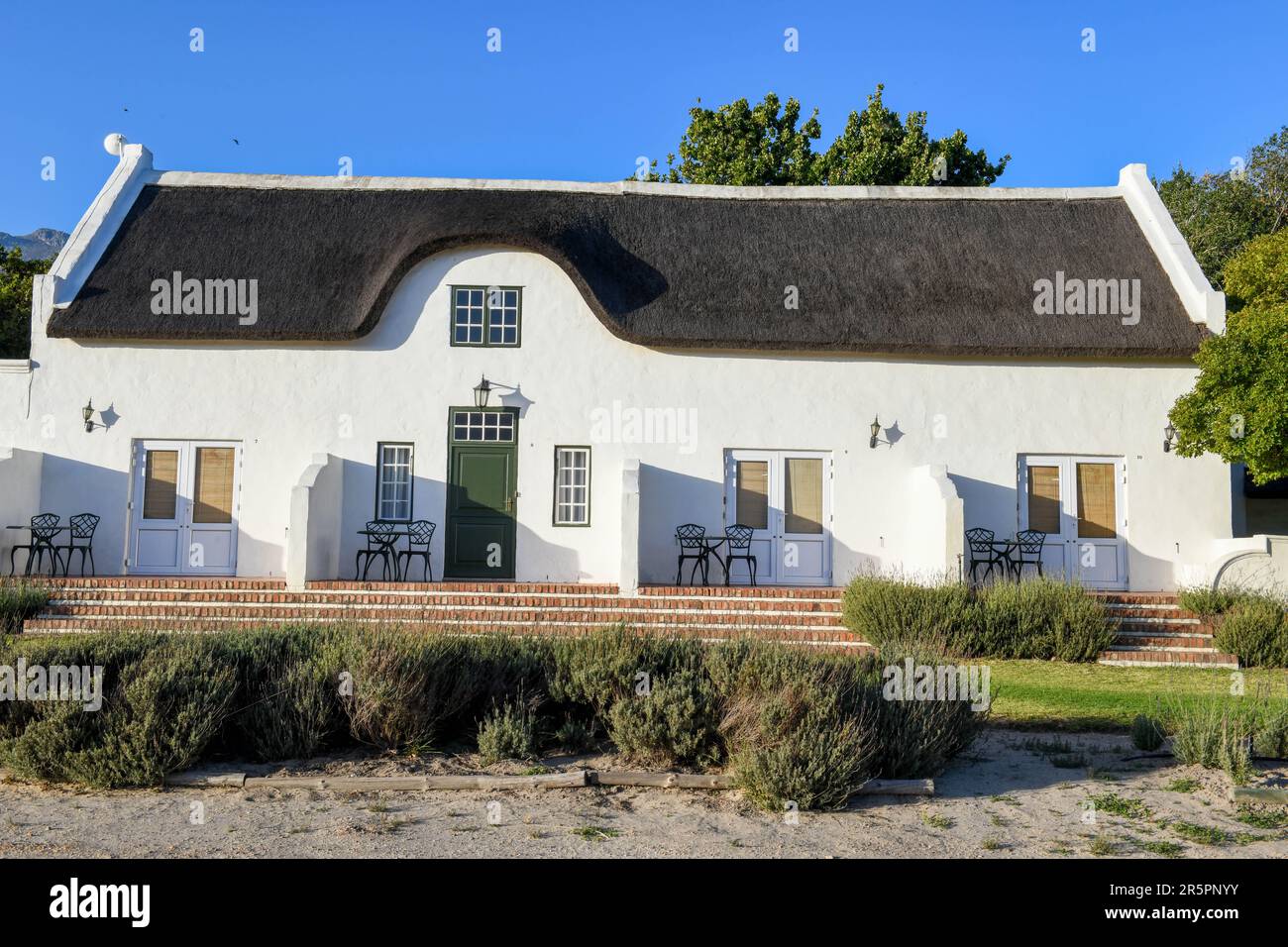 Colonial building of Franschhoek on South Africa Stock Photo