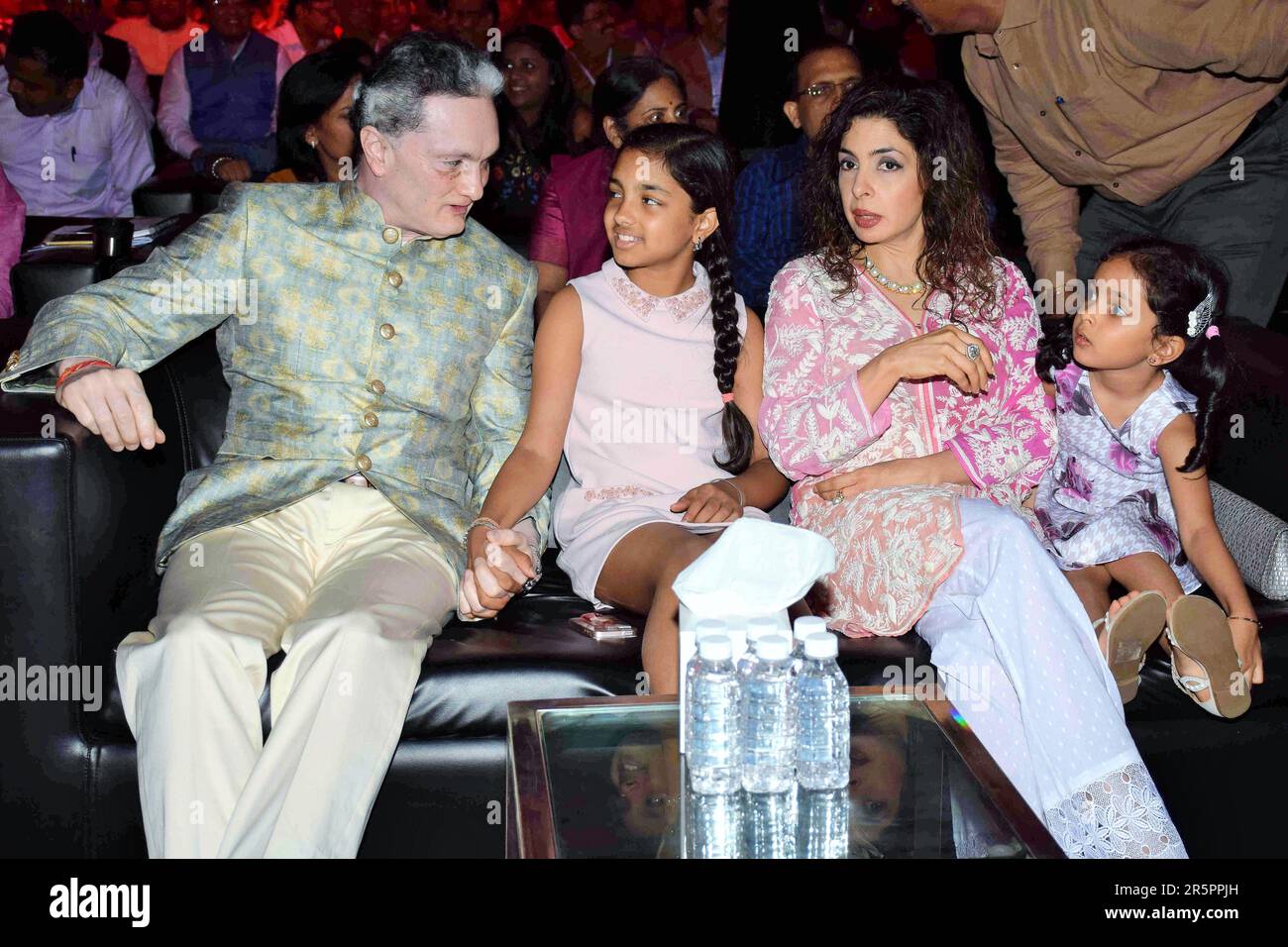 Gautam Singhania, CEO, Raymond Group, wife, Nawaz Modi Singhania, daughter, Niharika Singhania, Raymond Khadi show, Mumbai, India, 18 May 2017 Stock Photo