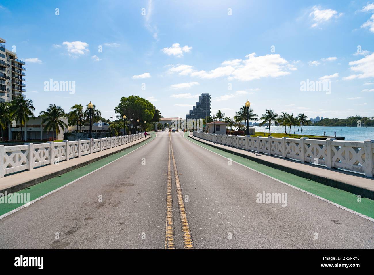 Miami, Florida USA April 15, 2021 highway road with driving lines