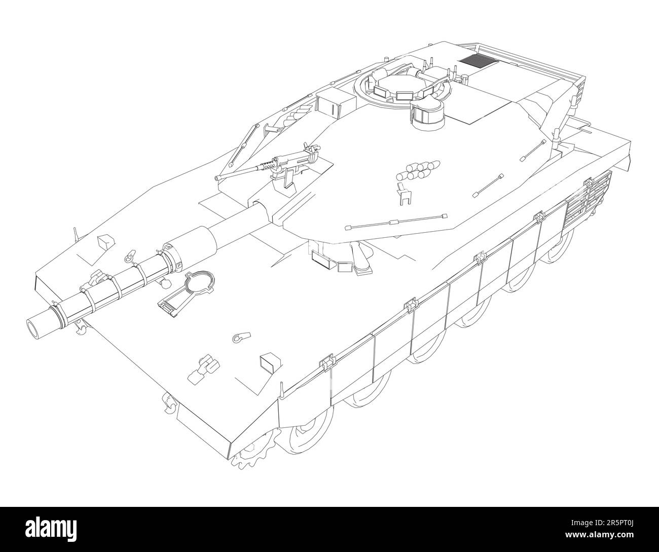 Isolated vector image for military concepts. Military tank. Military equipment. Blueprint of