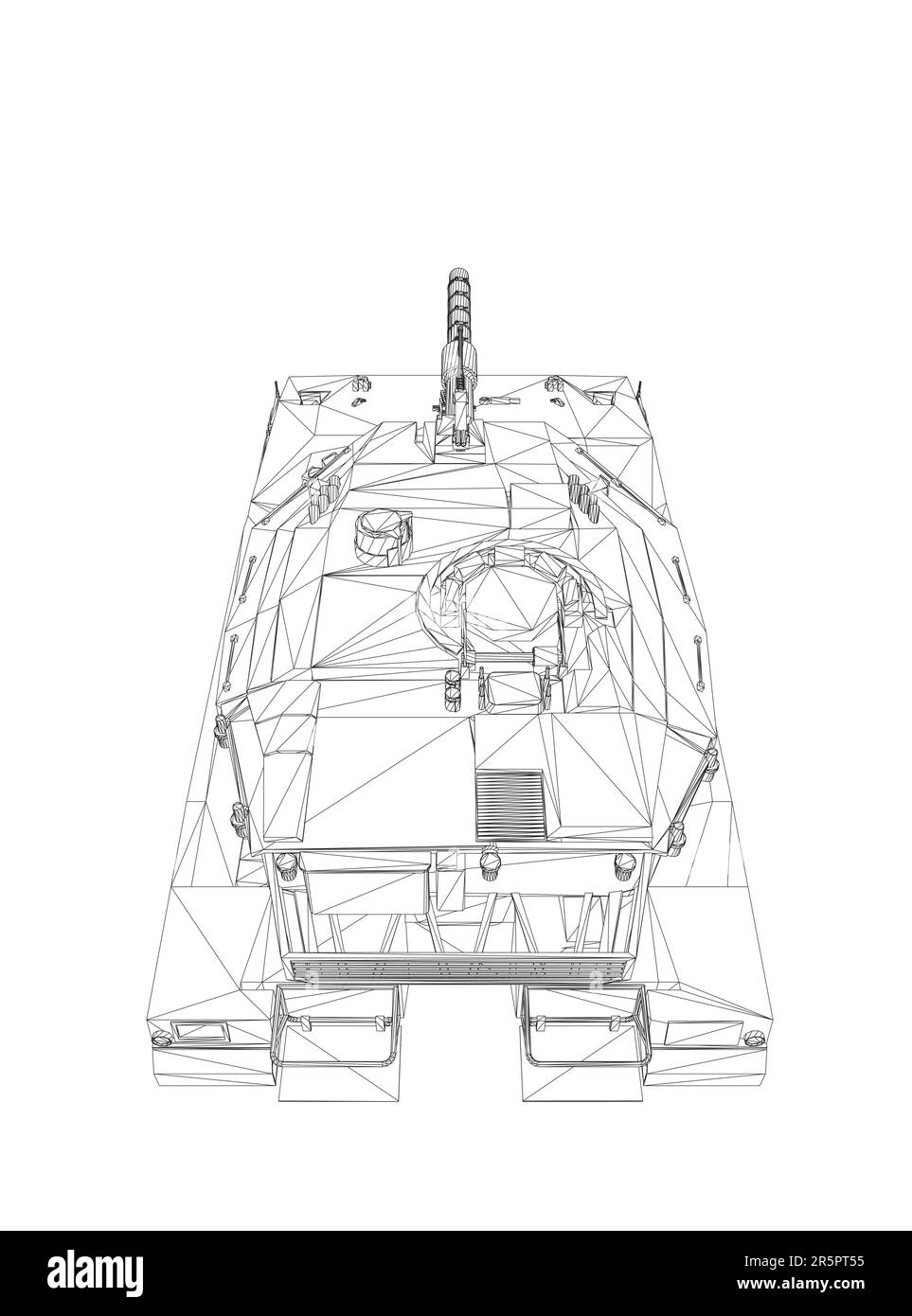 Isolated vector image for military concepts. Military tank. Military equipment. Blueprint of