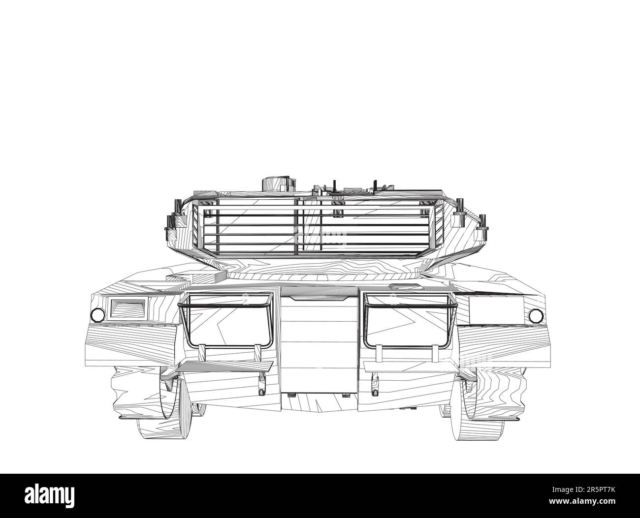Isolated vector image for military concepts. Military tank. Military equipment. Blueprint of