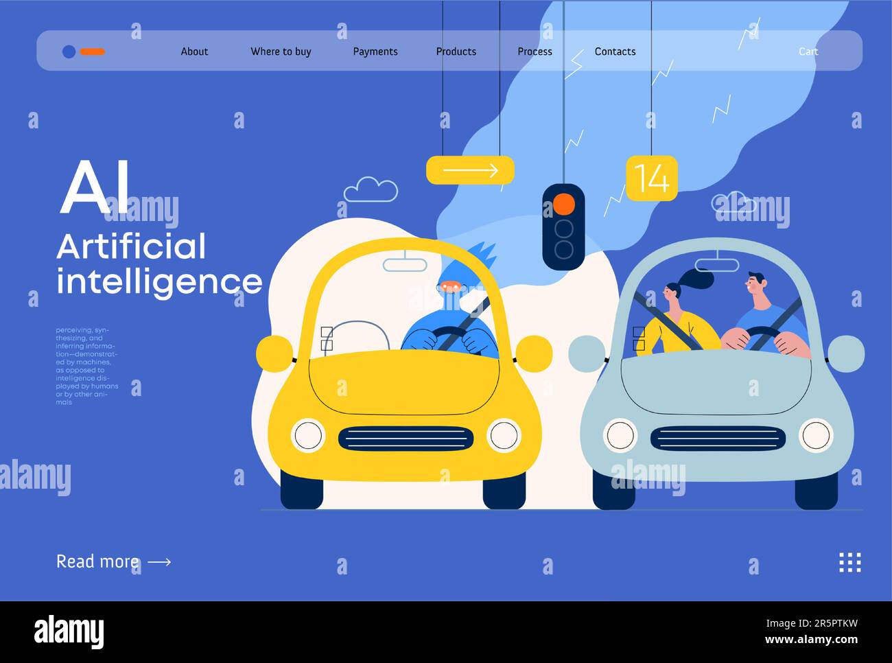 Artificial intelligence, Driving modern flat vector concept
