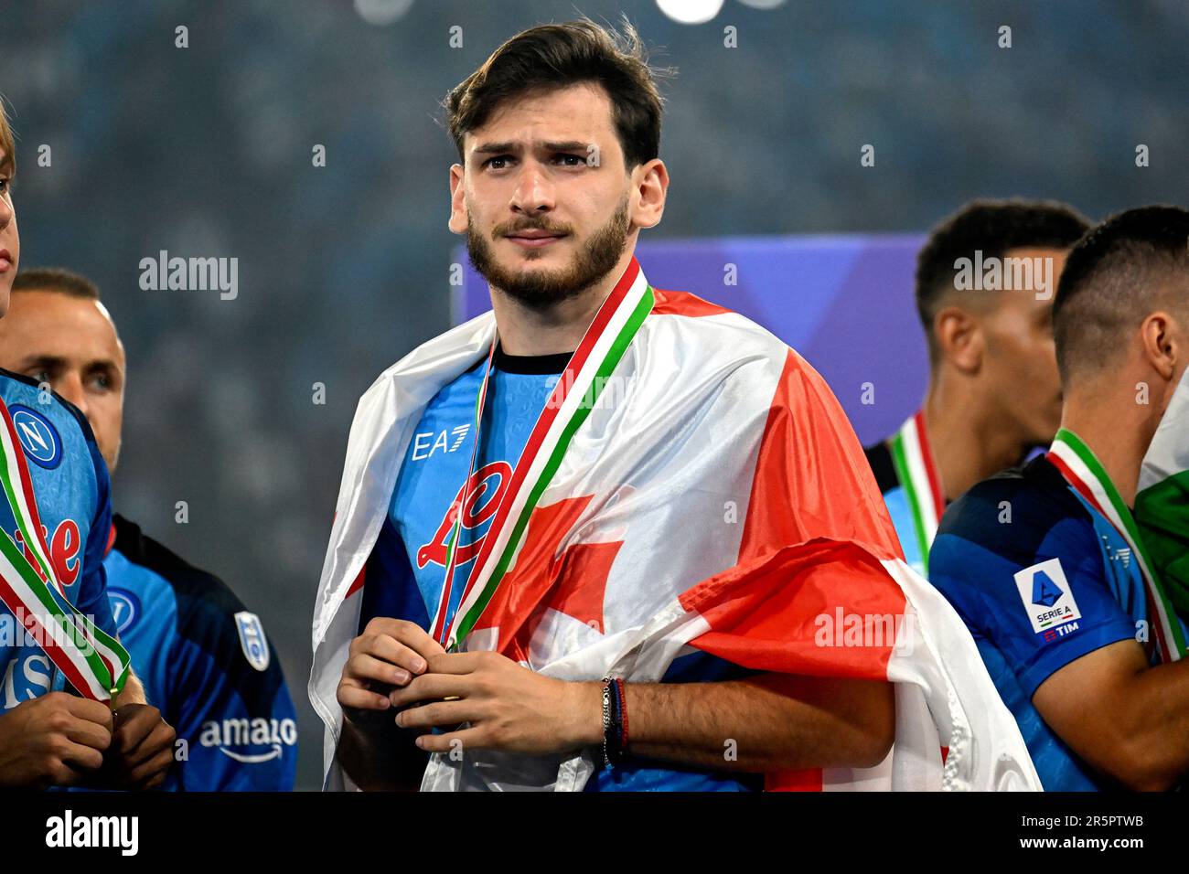 Khvicha Kvaratskhelia Of SSC Napoli Celebrates The Victory Of The ...