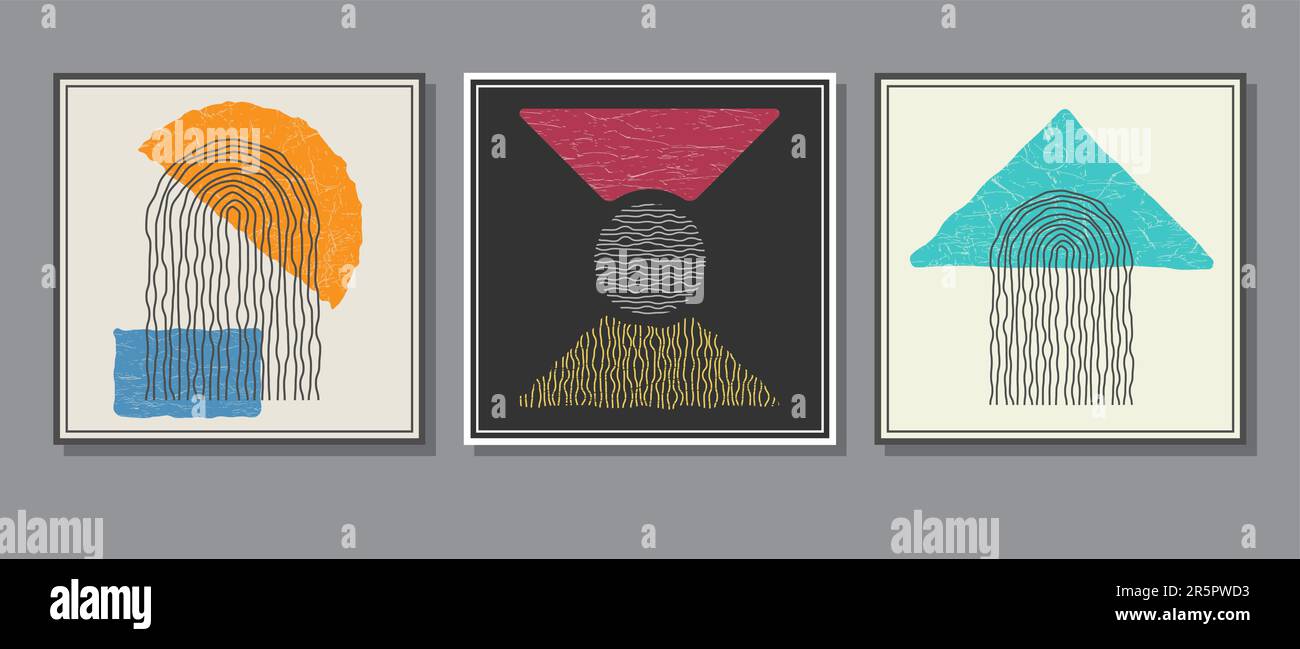 Abstract composition of distorted geometric shapes. A collection of ...