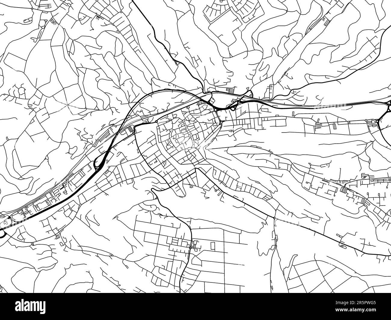 Vector road map of the city of  Swabisch Gmund in Germany on a white background. Stock Photo