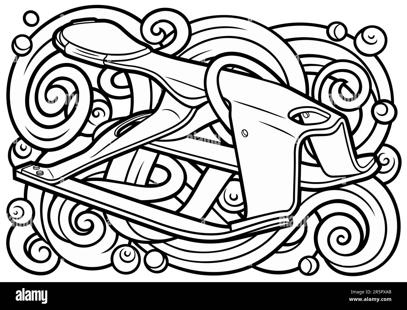 Cartoon cute doodle hand drawn sled illustration. Winter amusement ...