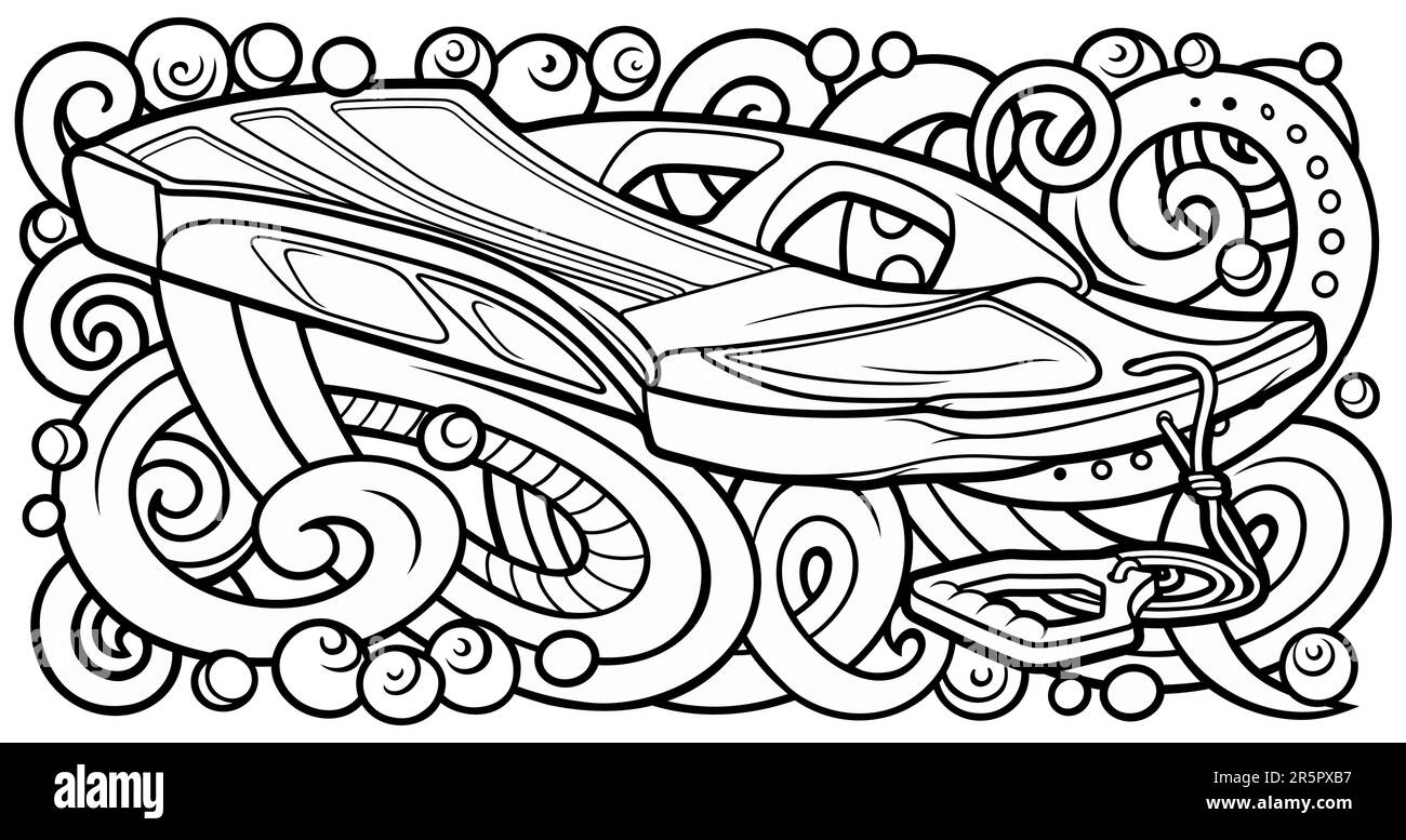 Cartoon cute doodle hand drawn sled illustration. Winter amusement ...