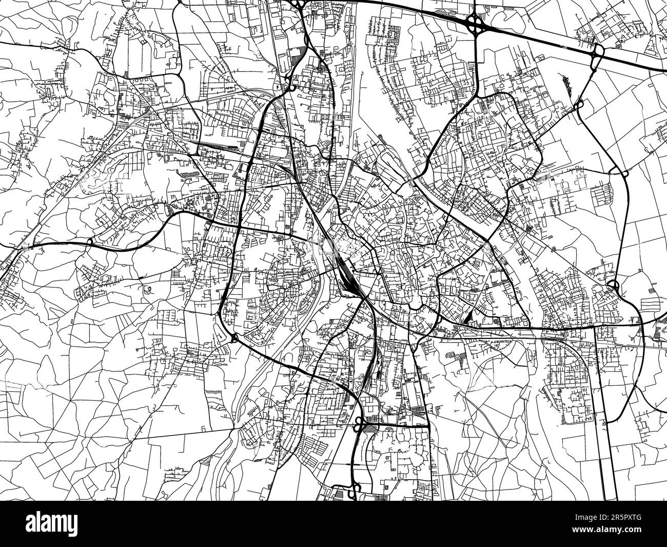 Vector road map of the city of Augsburg in Germany on a white