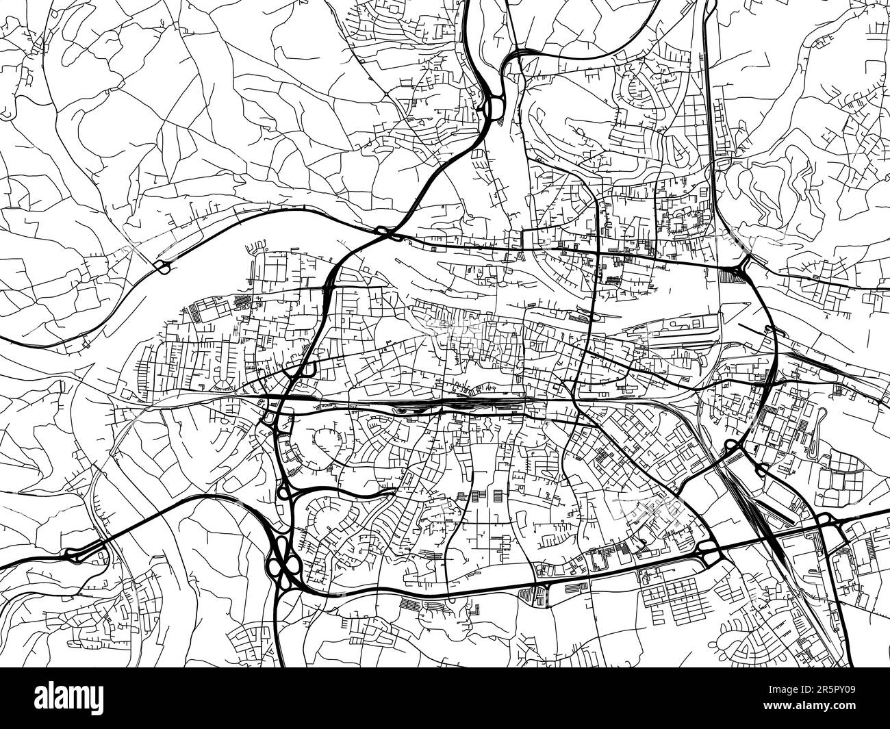 Vector road map of the city of Regensburg in Germany on a white ...