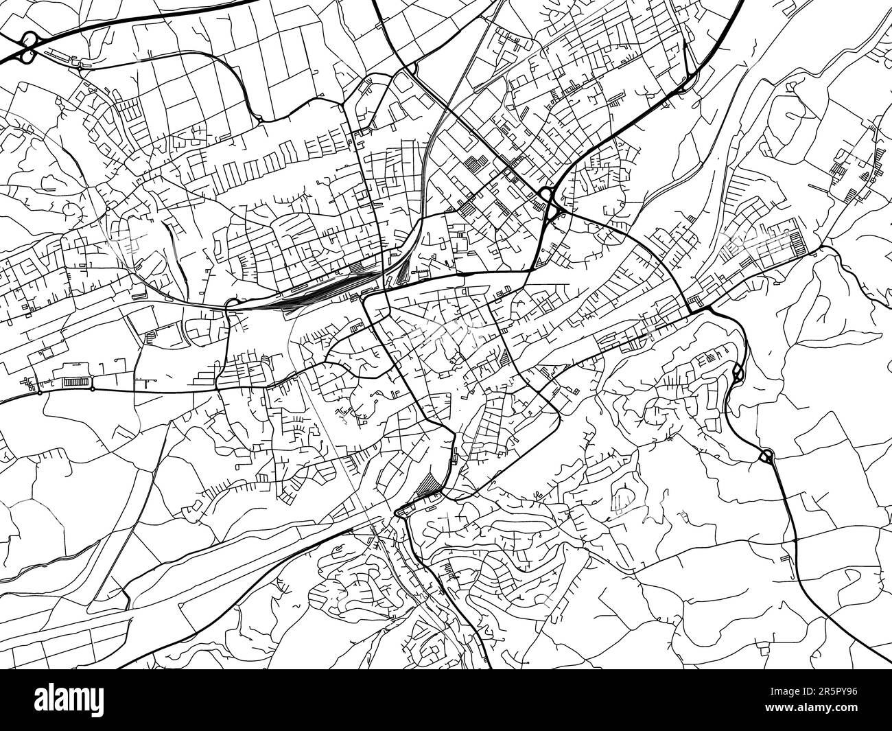 Vector road map of the city of Landshut in Germany on a white ...