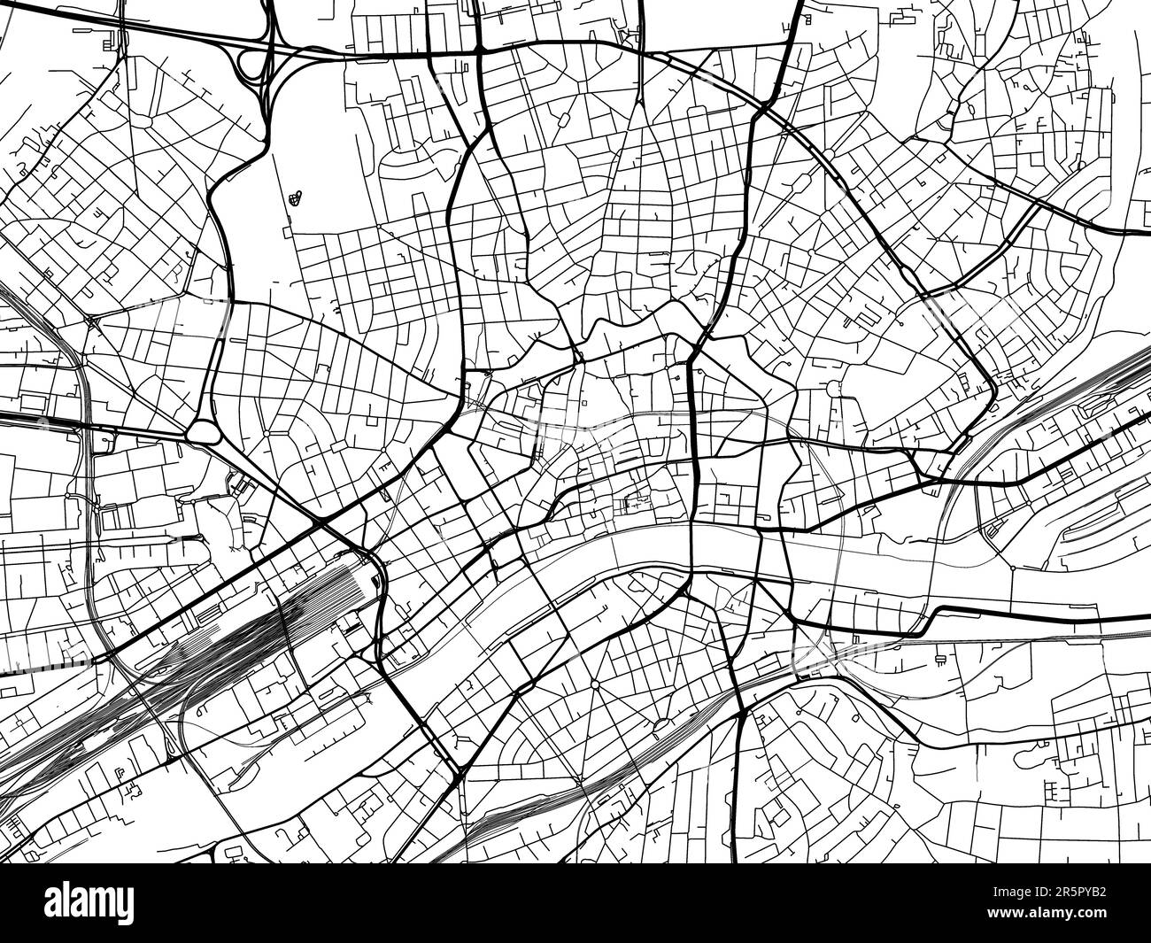 Vector road map of the city of  Frankfurt am Main in Germany on a white background. Stock Photo
