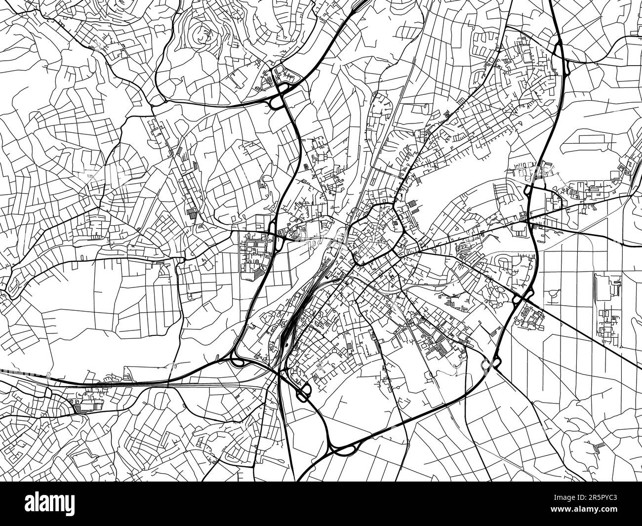Vector road map of the city of  Giessen in Germany on a white background. Stock Photo