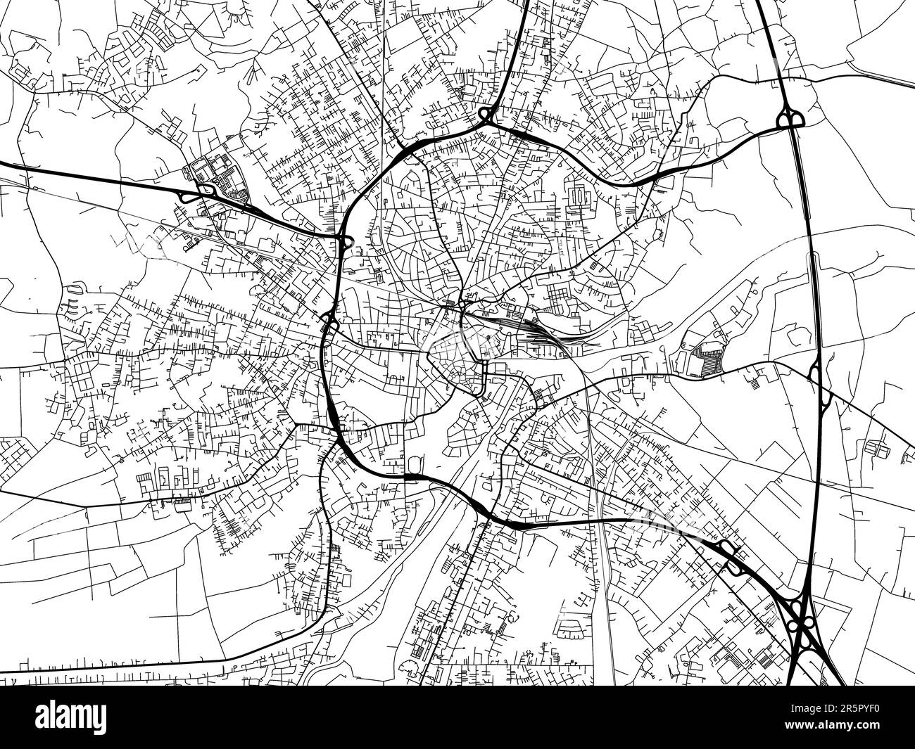 Road map of the city of Oldenburg in Germany on a white background