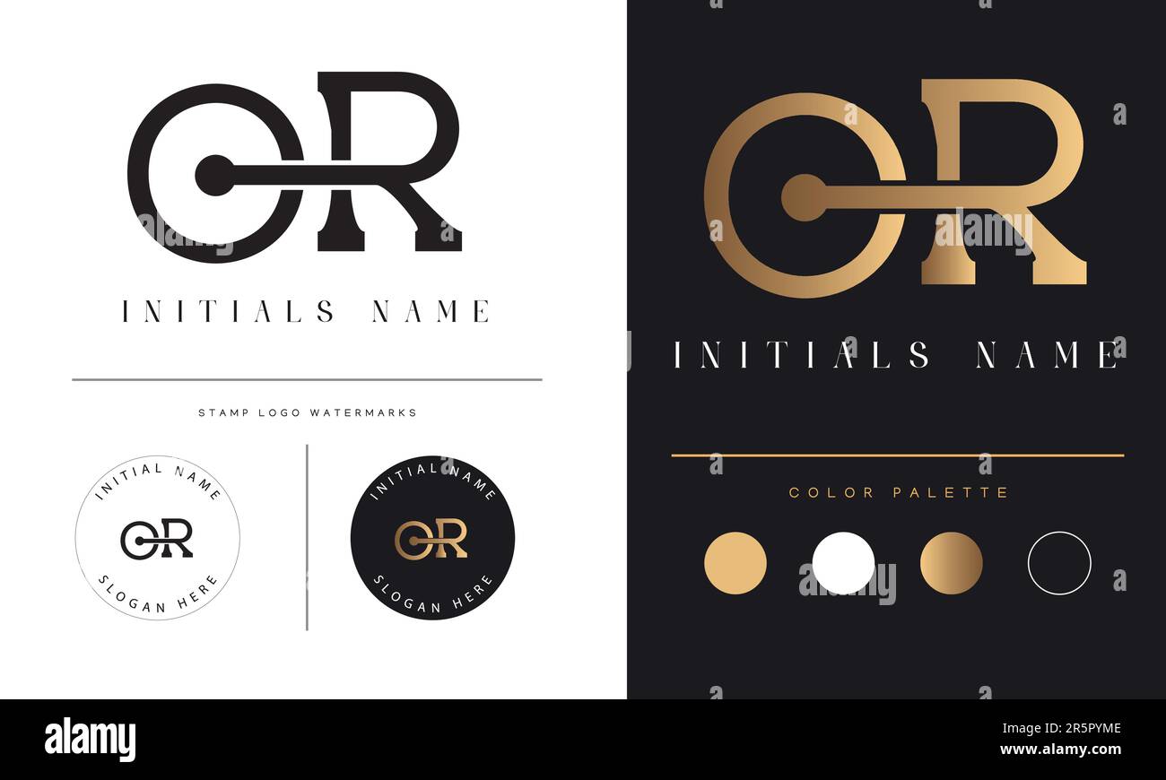 Luxury OR or RO Initial Monogram Text Letter Logo Design Stock Vector