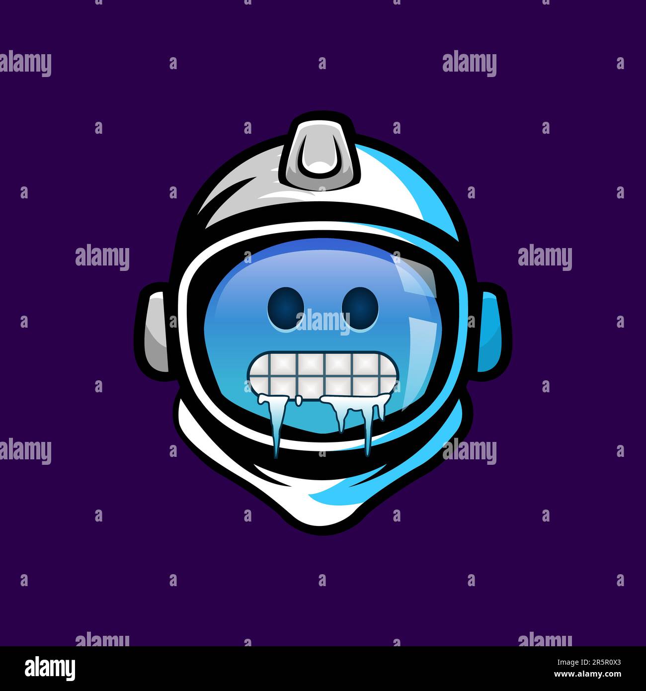 Freeze Emoji with astronaut helmet. Space suit helmet Stock Vector
