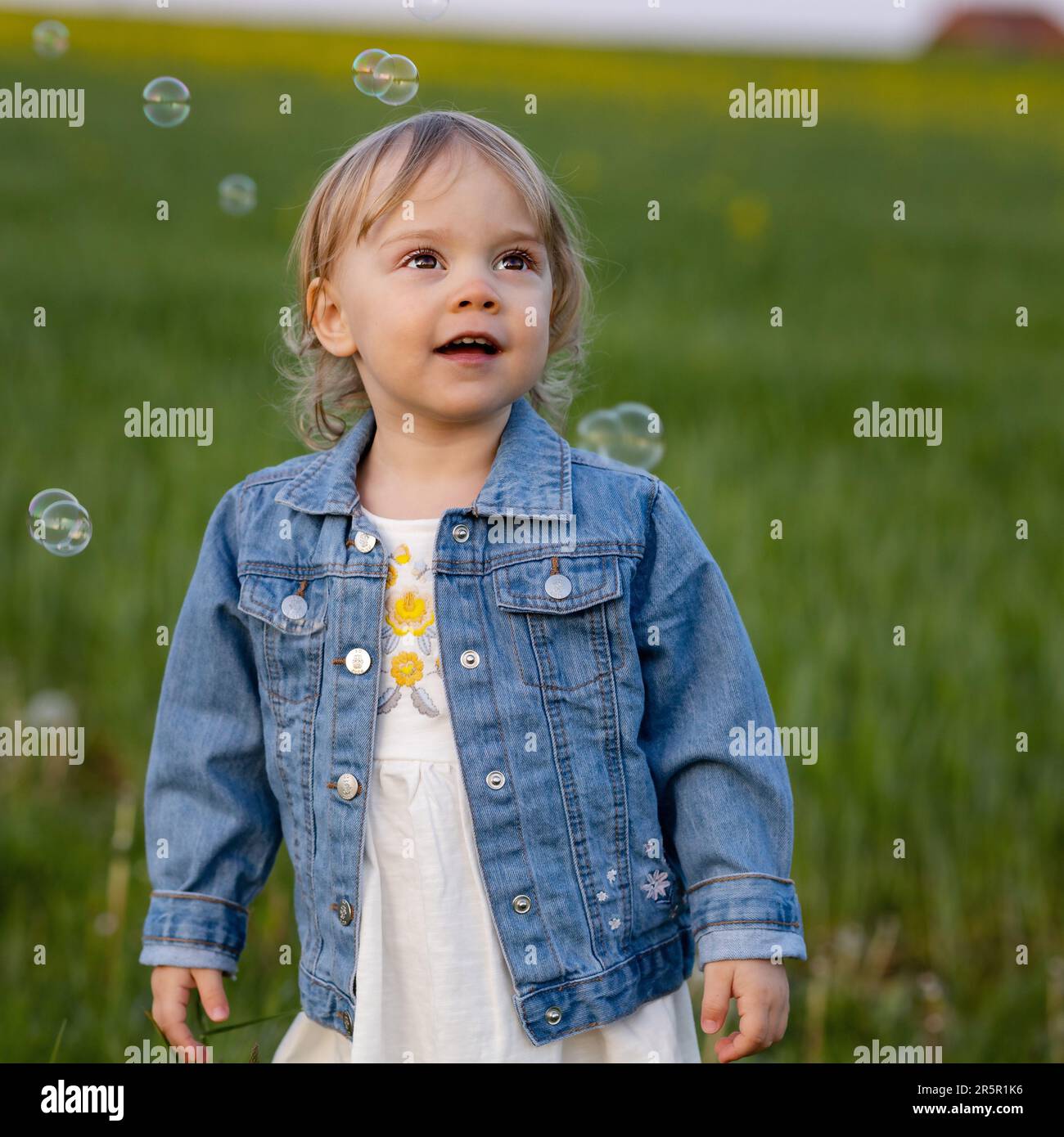 Countryside dandelion dress fresh air and lots of joy Stock Photo Alamy