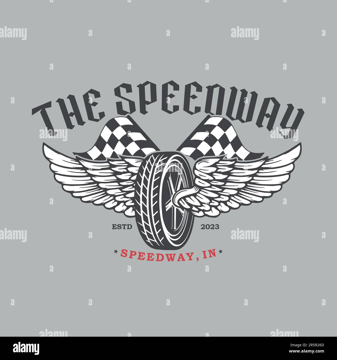 vintage wheel or tire and wings vector illustration Stock Vector Image