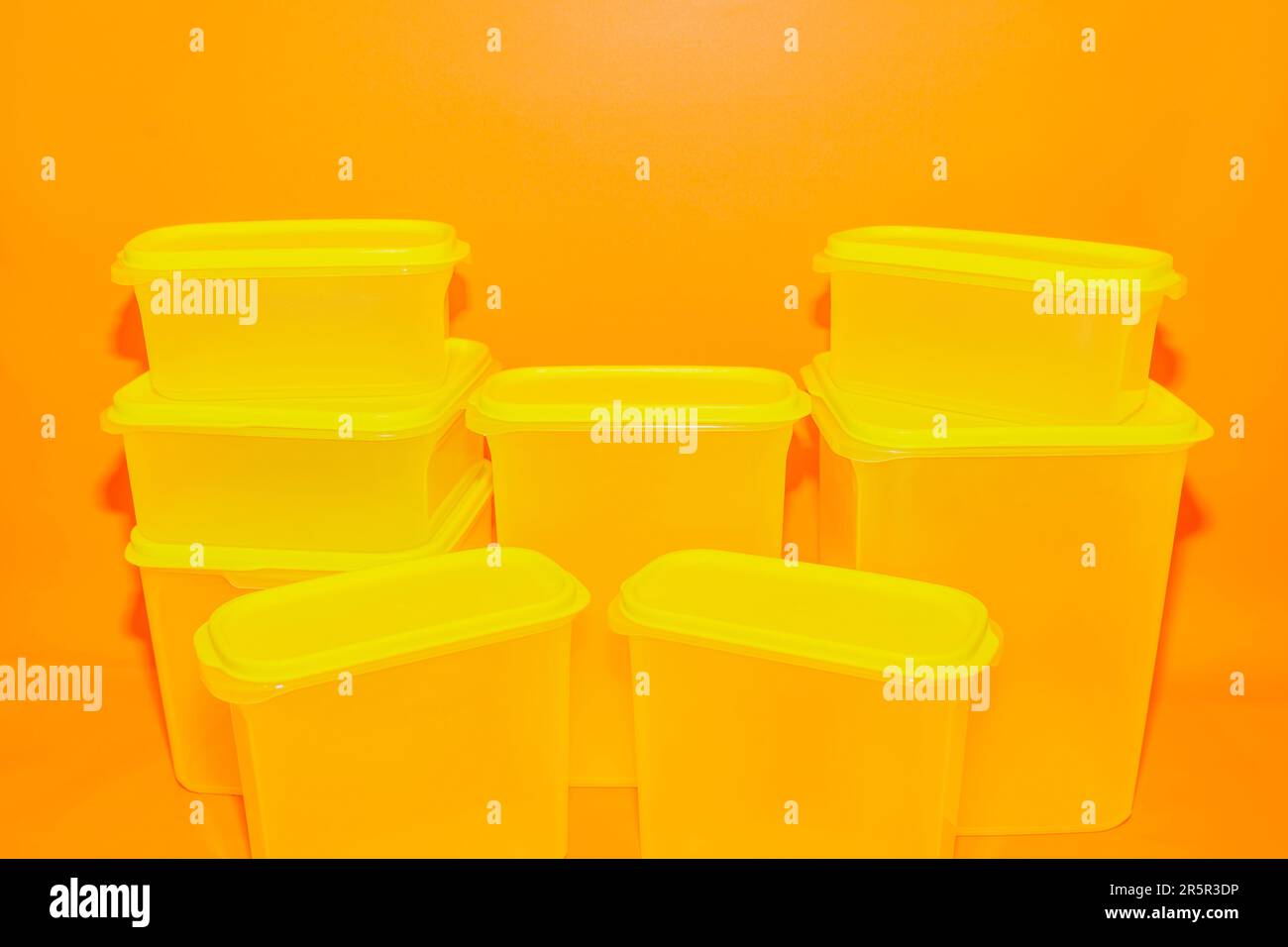 The Yellow Plastic Box Jar Set in Various Sizes offers a versatile