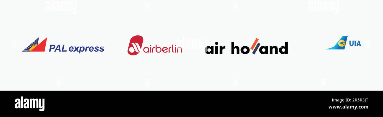 TURKISH AIRLINES logo, KOREAN AIR logo, DHL EXPRESS Logo, KENYA AIRWAYS Logo, art, vector, design, logo, symbol, business, graphic, modern, style, cre Stock Vector