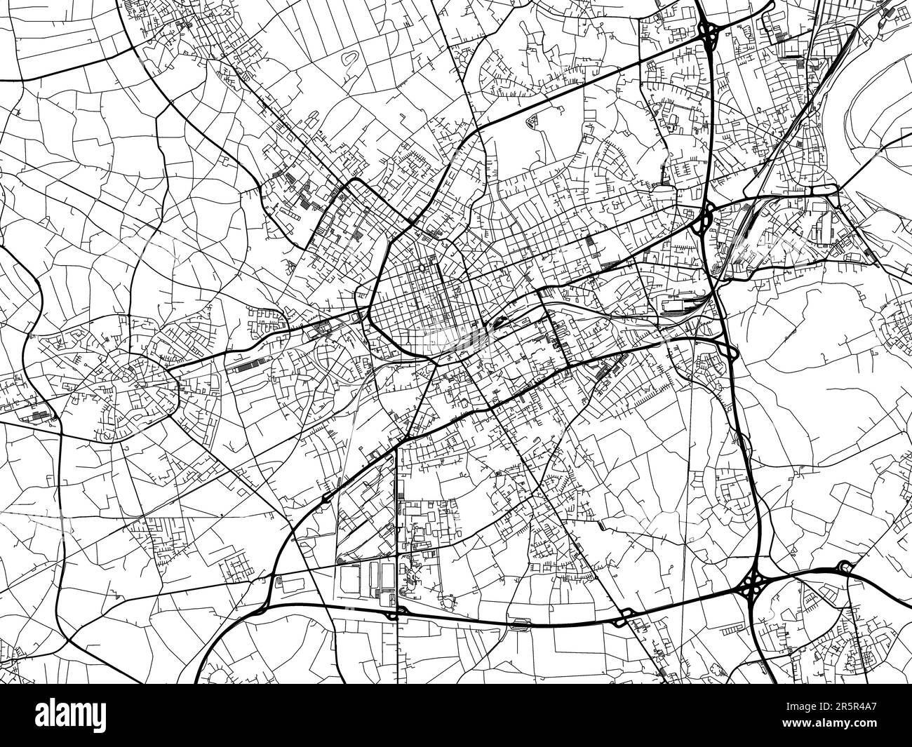 Road map of the city of Krefeld in Germany on a white background Stock ...