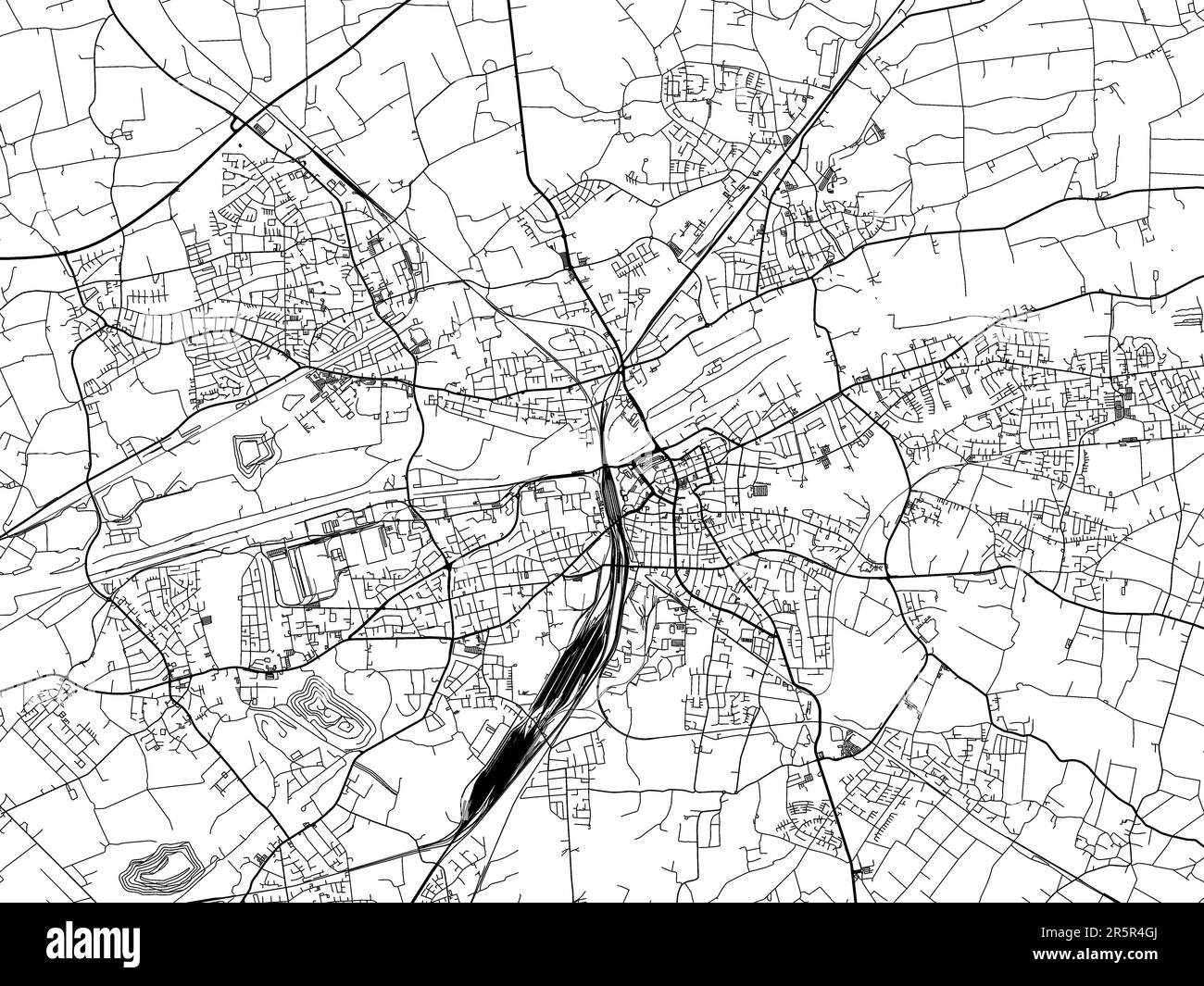 Vector road map of the city of  Hamm in Germany on a white background. Stock Photo