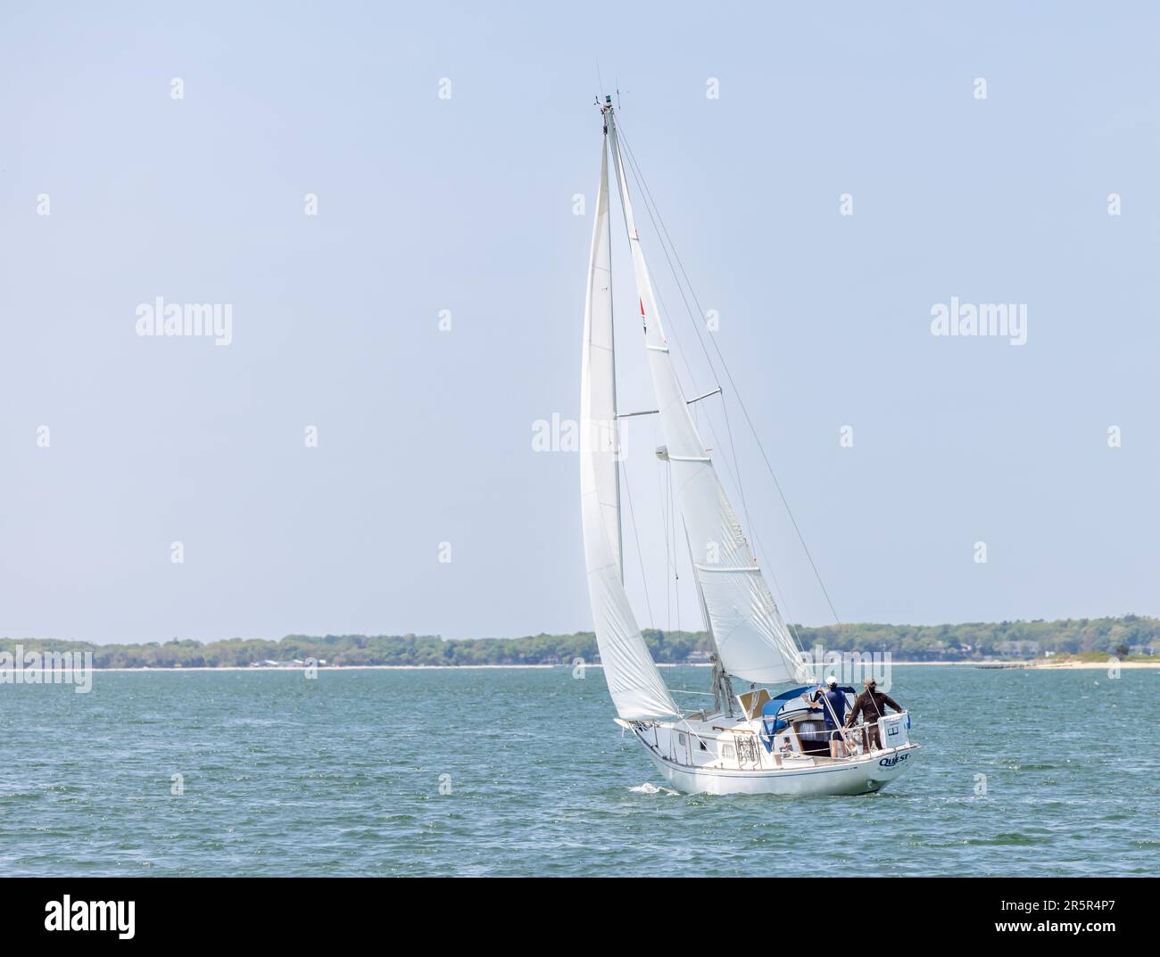 Sail boat, quest under sail off shelter island, ny Stock Photo