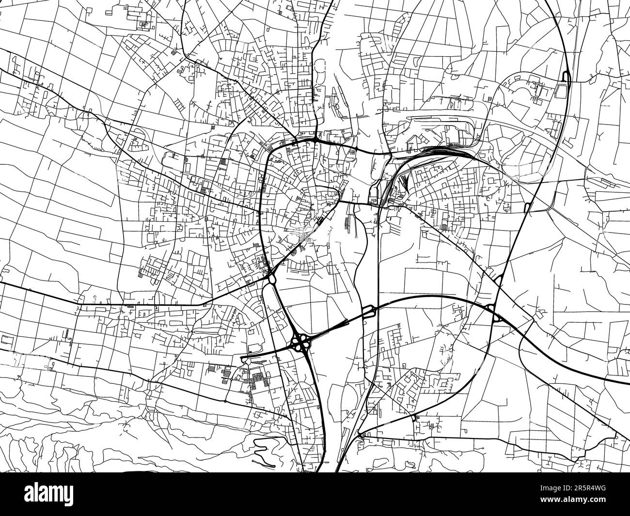 Vector road map of the city of  Minden in Germany on a white background. Stock Photo