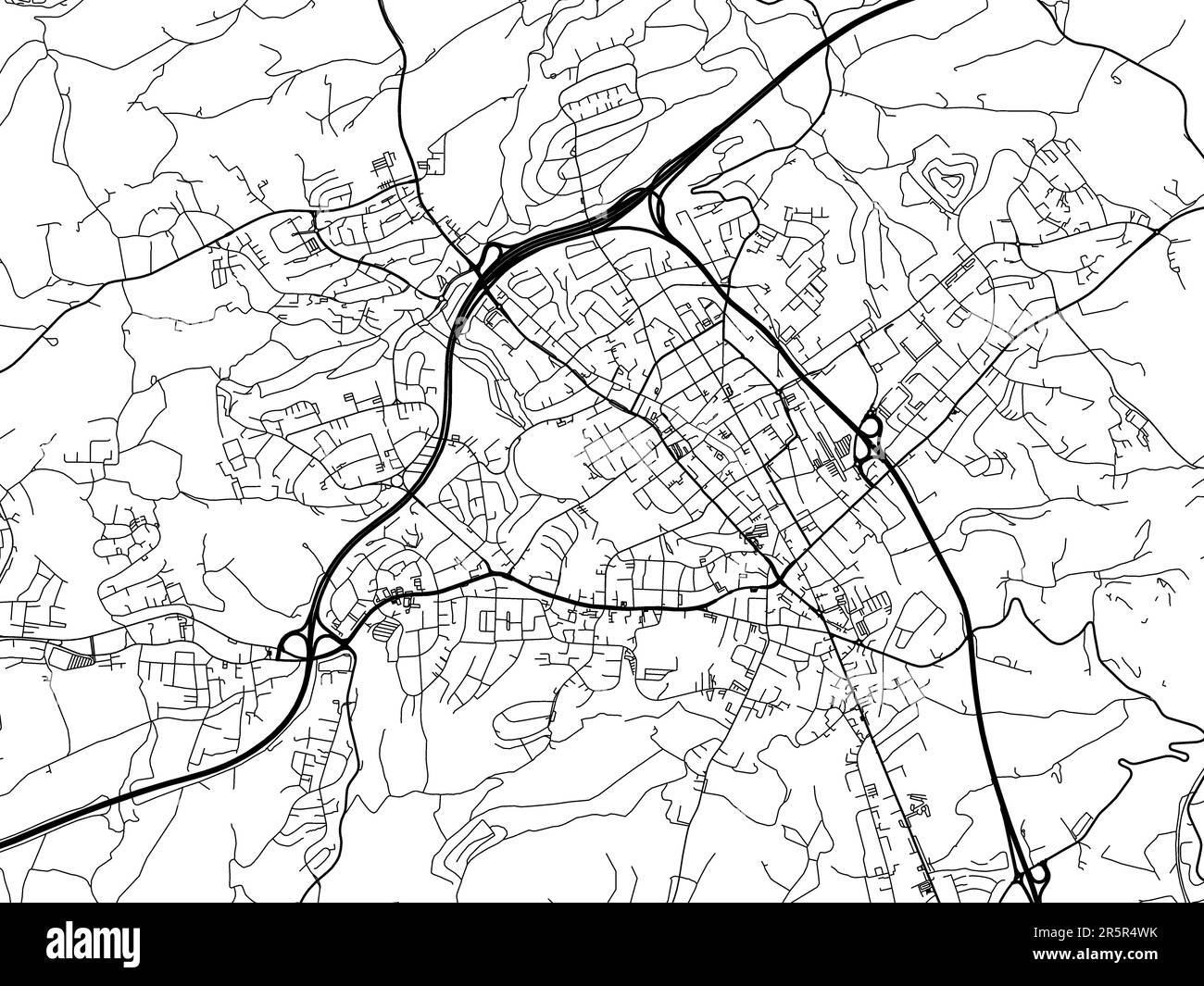 Vector road map of the city of Velbert in Germany on a white background ...