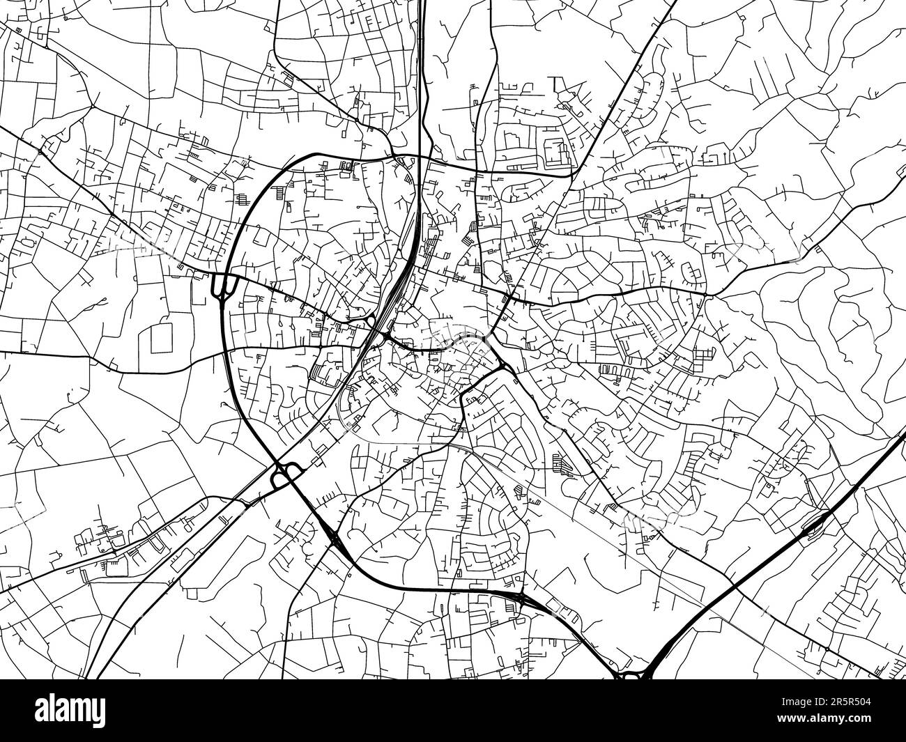 Road map of the city of Herford in Germany on a white background Stock