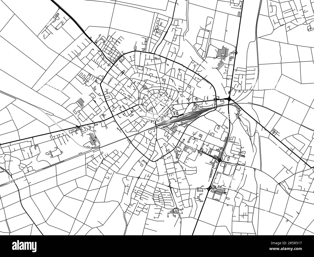 Road map of the city of Euskirchen in Germany on a white background